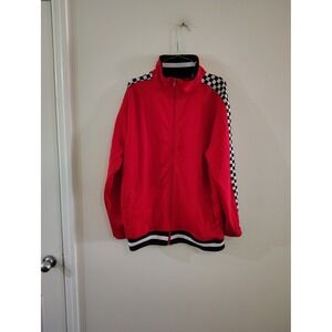 Screenshot Mens Red Checkered Racing Stripe Full Zip Track Jacket Large